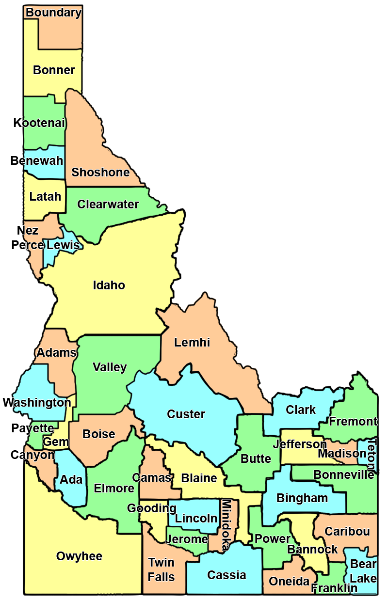 List of: All Counties in Idaho