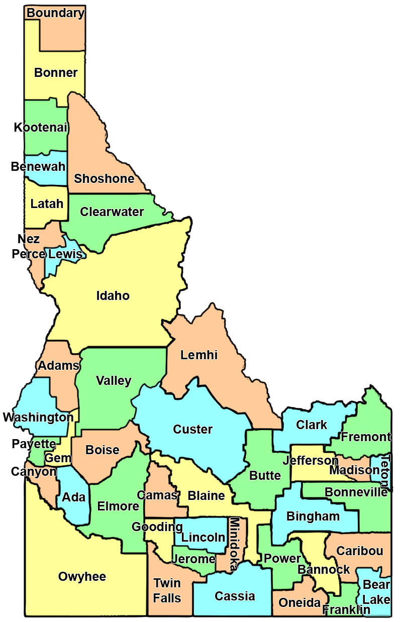 Idaho Map Of Counties ICHA    Hispanic Population Statistics by County