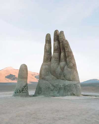 hand of the desert sculpture in Chile