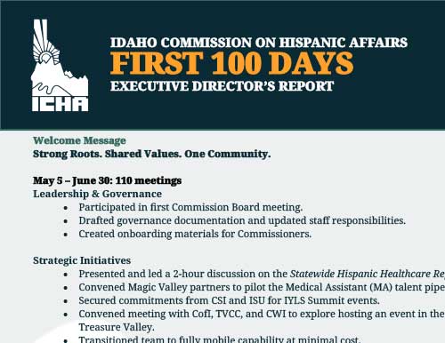 ICHA First 100 Days report