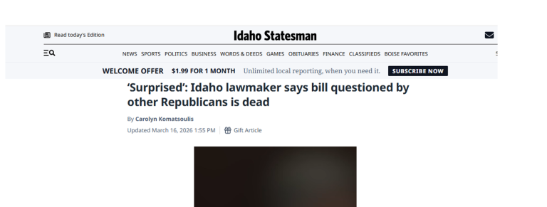 Idaho Republican lawmakers discussing a bill reported as dead by fellow Republican